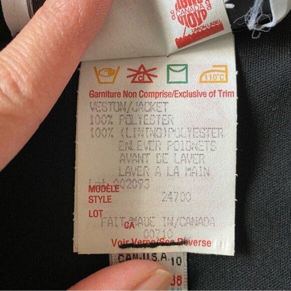 Vintage Joseph Ribkoff Trends Black Gold Ribbed Full Zip Jacket Lined Sz 10 - Picture 2 of 5